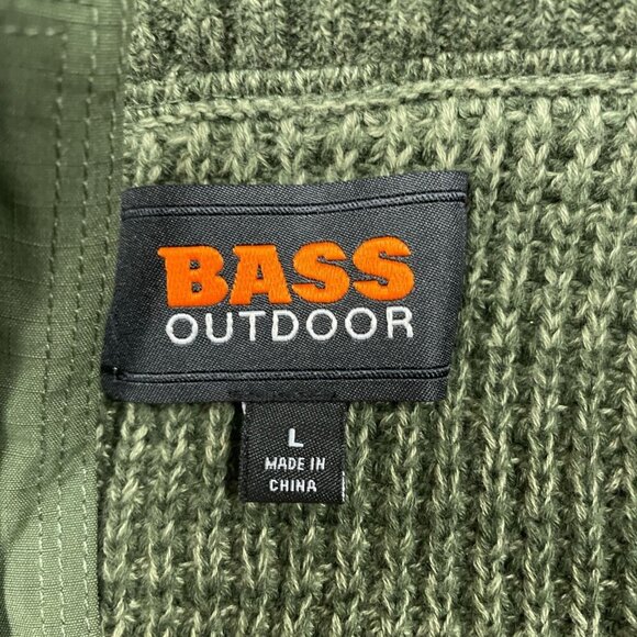 Bass Outdoor Deep Depths Green Mixed Sweater With Chest Pocket NWT 6377 - Picture 3 of 9